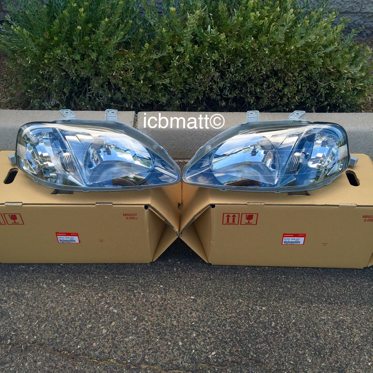 For 99-00 Honda Civic Lx Ex Si Ek Jdm Headlights Black Crystal Housing Lamps
